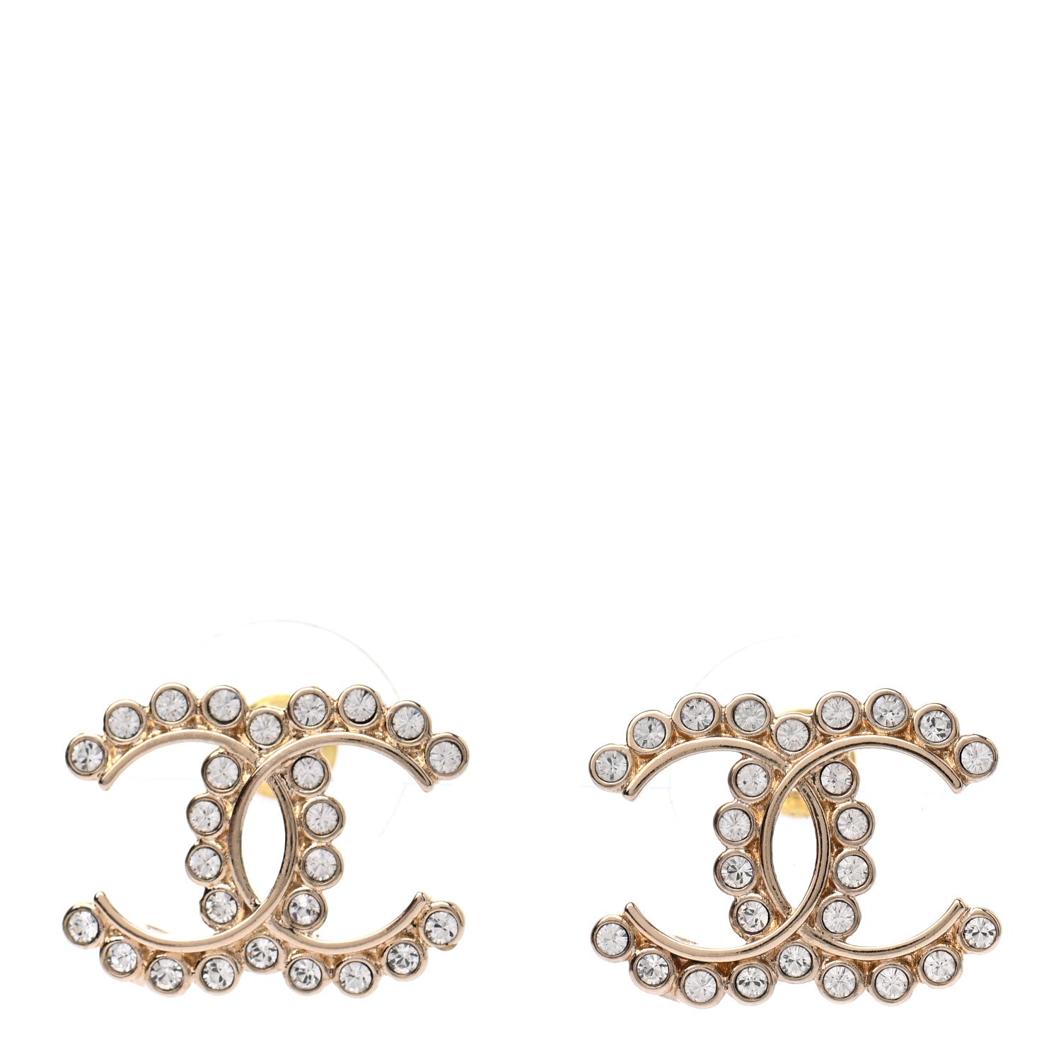 Chanel Crystal CC Earrings Gold 1 of 4