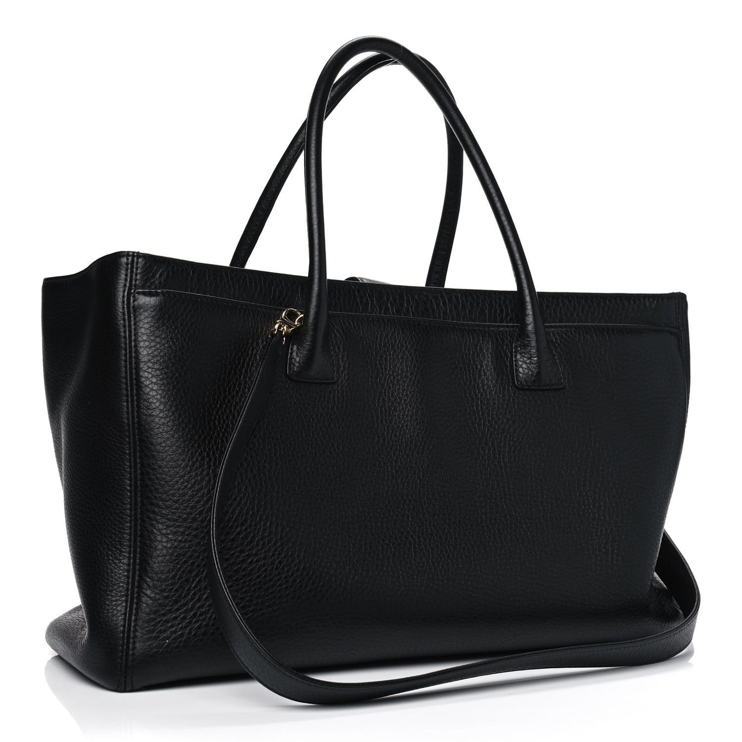 Calfskin Cerf Executive Shopper Tote Black