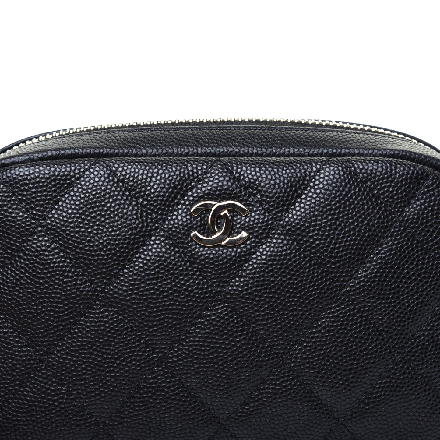 Caviar Quilted Small Curvy Pouch Cosmetic Case Black
