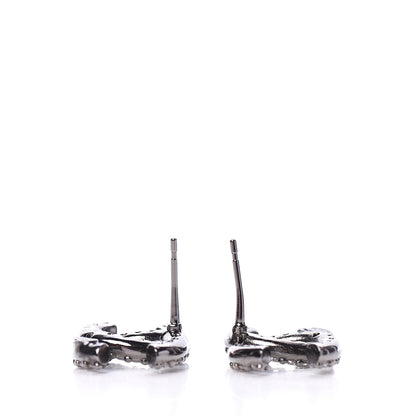 Chanel Metal Crystal CC Lock Symbols Stud Earrings Ruthenium 5 of 6