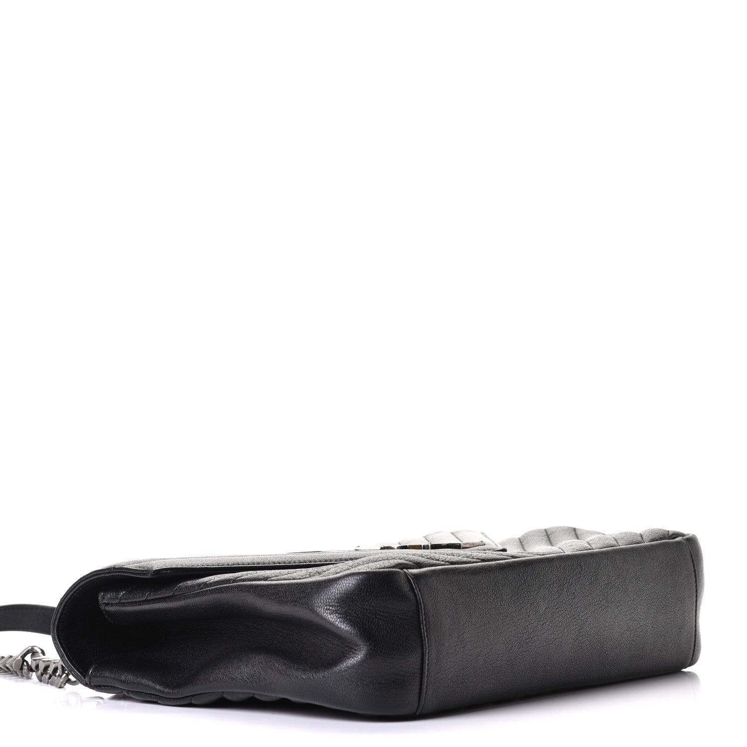 Saint Laurent Sheepskin Matelasse Chevron Monogram Large College Satchel Black 3 of 7