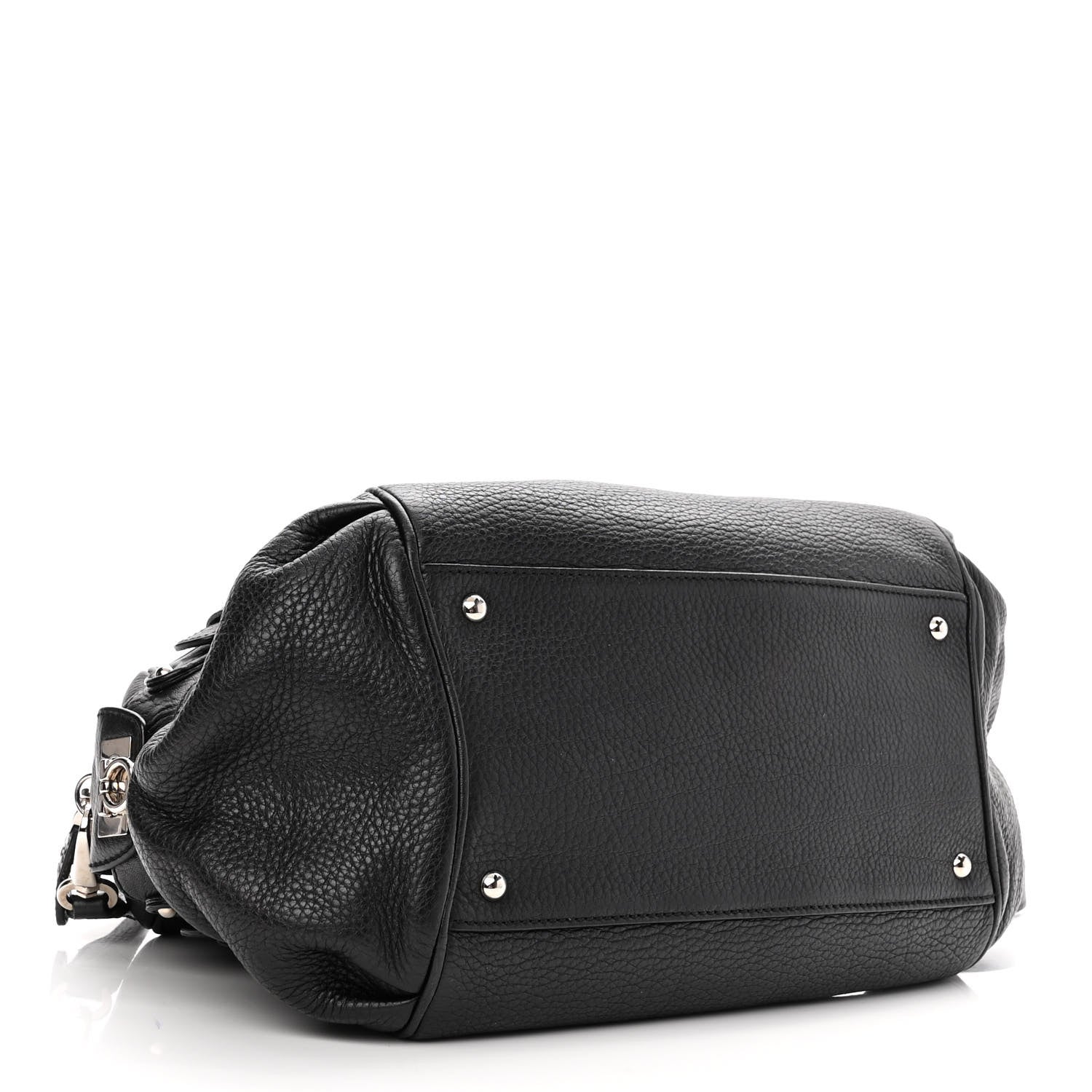 Salvatore Ferragamo Grained Calfskin Gancio Top Handle Convertible Satchel Black 4 of 10