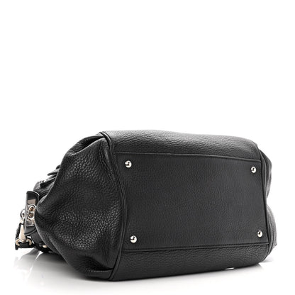 Salvatore Ferragamo Grained Calfskin Gancio Top Handle Convertible Satchel Black 4 of 10