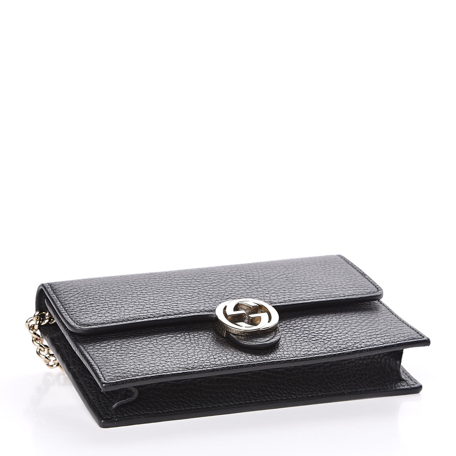 Gucci Dollar Calfskin Interlocking G Chain Wallet Black 4 of 11