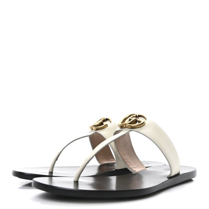 Gucci Calfskin GG Marmont Thong Sandals 38.5 Mystic White 4 of 9