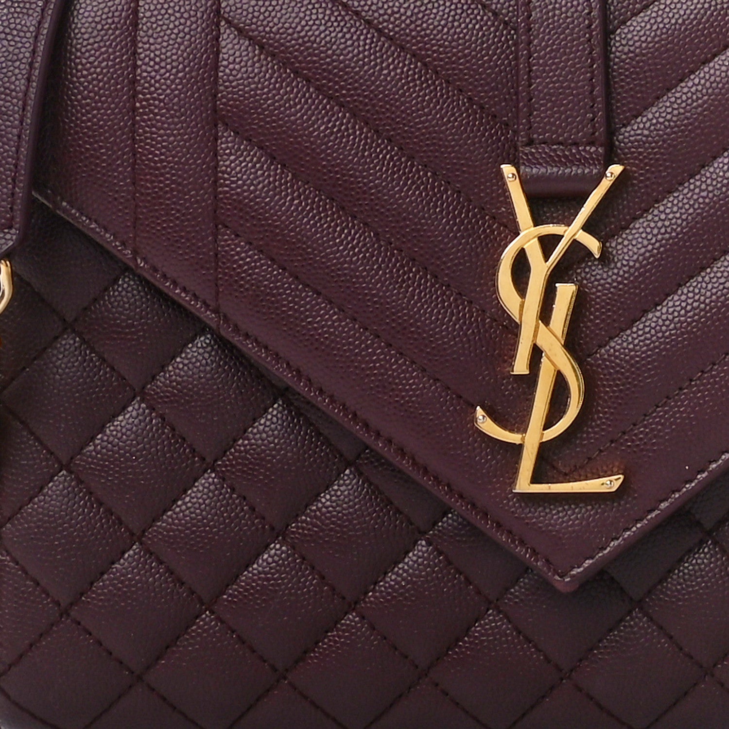 Saint Laurent Grain De Poudre Textured Mixed Matelasse Medium Triquilt Monogram Satchel Rouge Legion 10 of 16