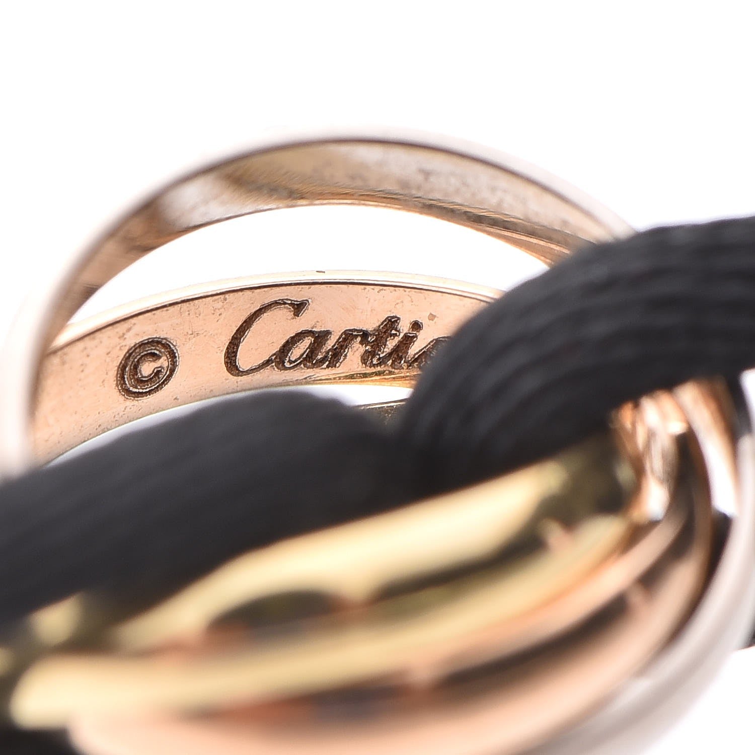 Cartier 18K Pink Yellow White Gold Trinity Adjustable Cord Bracelet Black 7 of 8