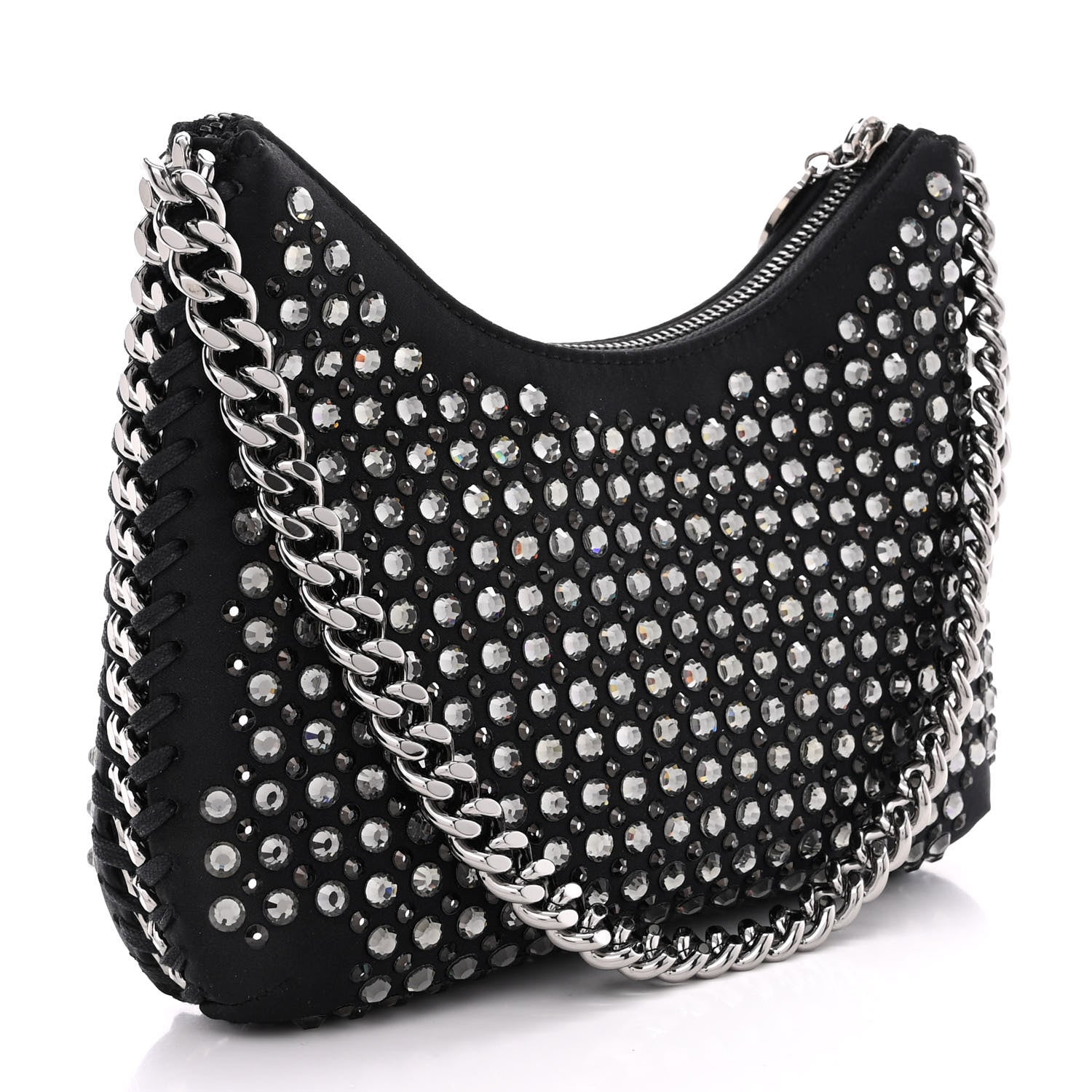 Stella McCartney Nylon Crystal Mini Falabella Zipped Shoulder Bag Black 3 of 11