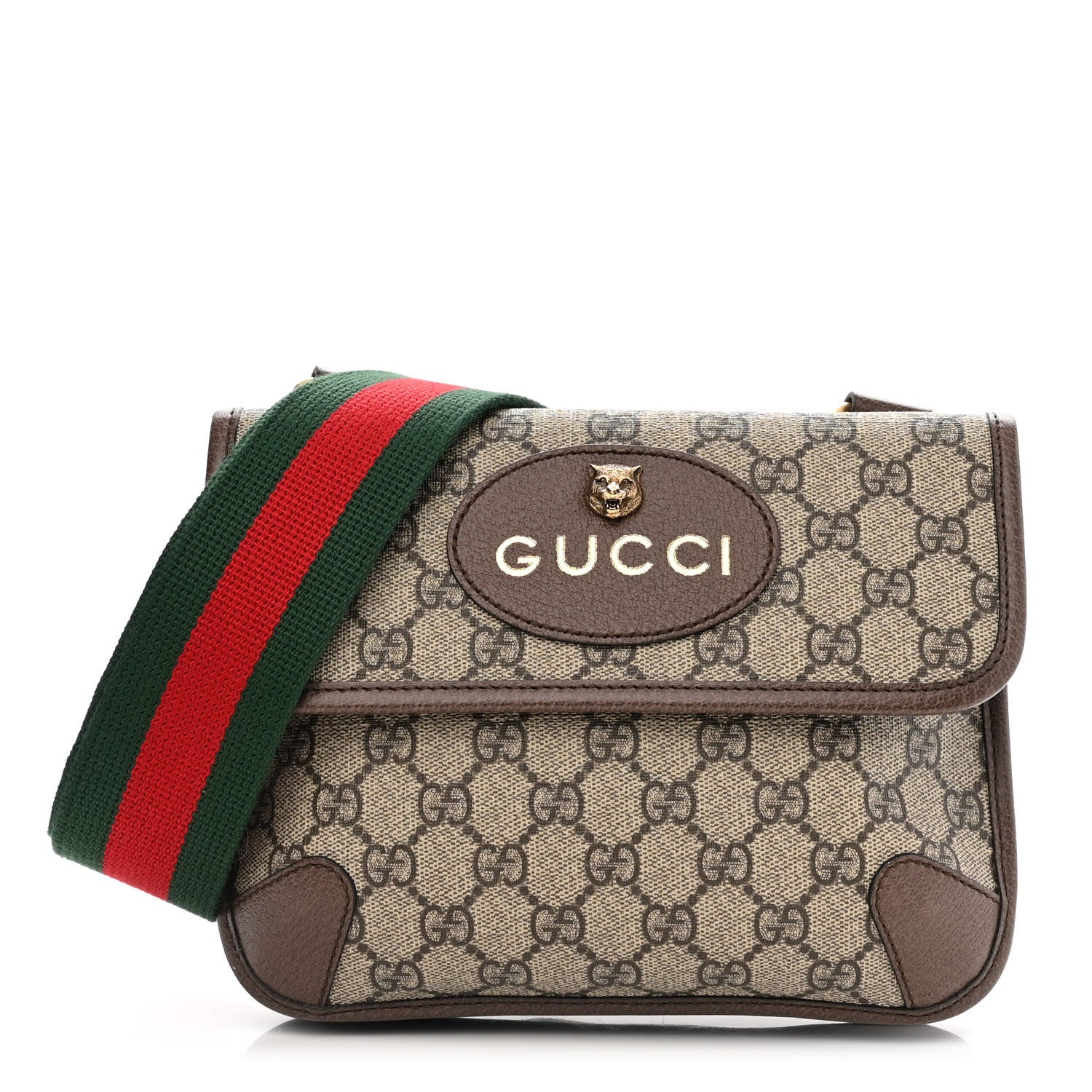 Gucci GG Supreme Monogram Web Small Neo Vintage Double Flap Messenger Bag Beige New Acero 1 of 10