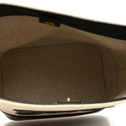 Celine Canvas Calfskin Triomphe Small Bucket Bag Vanilla Black 5 of 9
