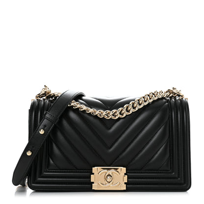 Chanel Lambskin Chevron Quilted Medium Boy Flap Black 1 of 11