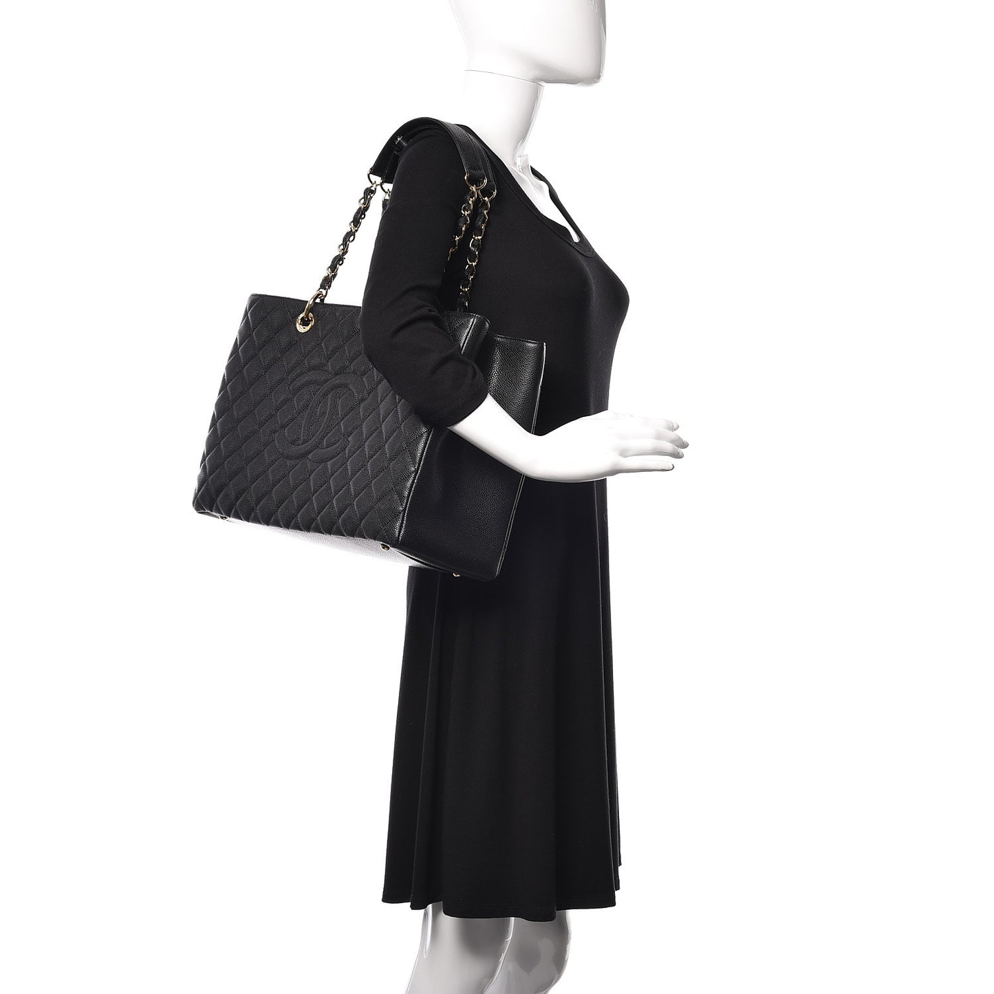 Caviar Quilted XL Grand Shopping Tote GST Black