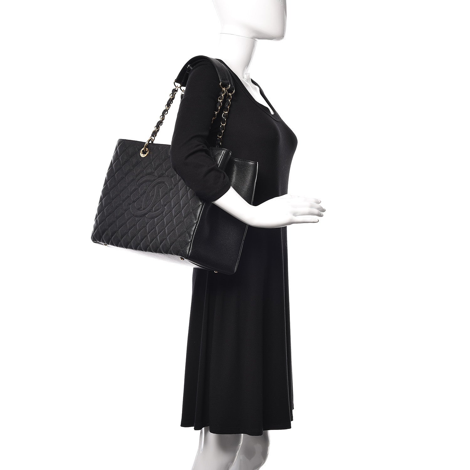 Chanel Caviar Quilted XL Grand Shopping Tote GST Black 2 of 13