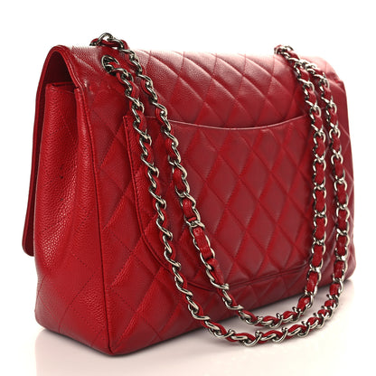 Chanel Caviar Quilted Maxi Single Flap Red 3 of 10