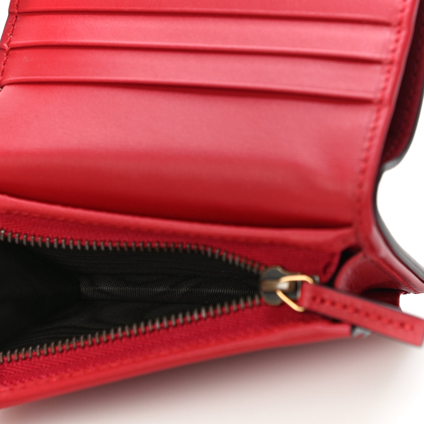 GG Supreme Monogram Cherry Embellished Card Case Wallet Hibiscus Red