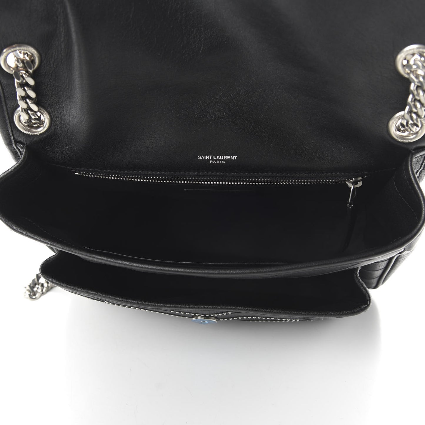 Lambskin Matelasse Monogram Microstud Medium Niki Chain Satchel Black