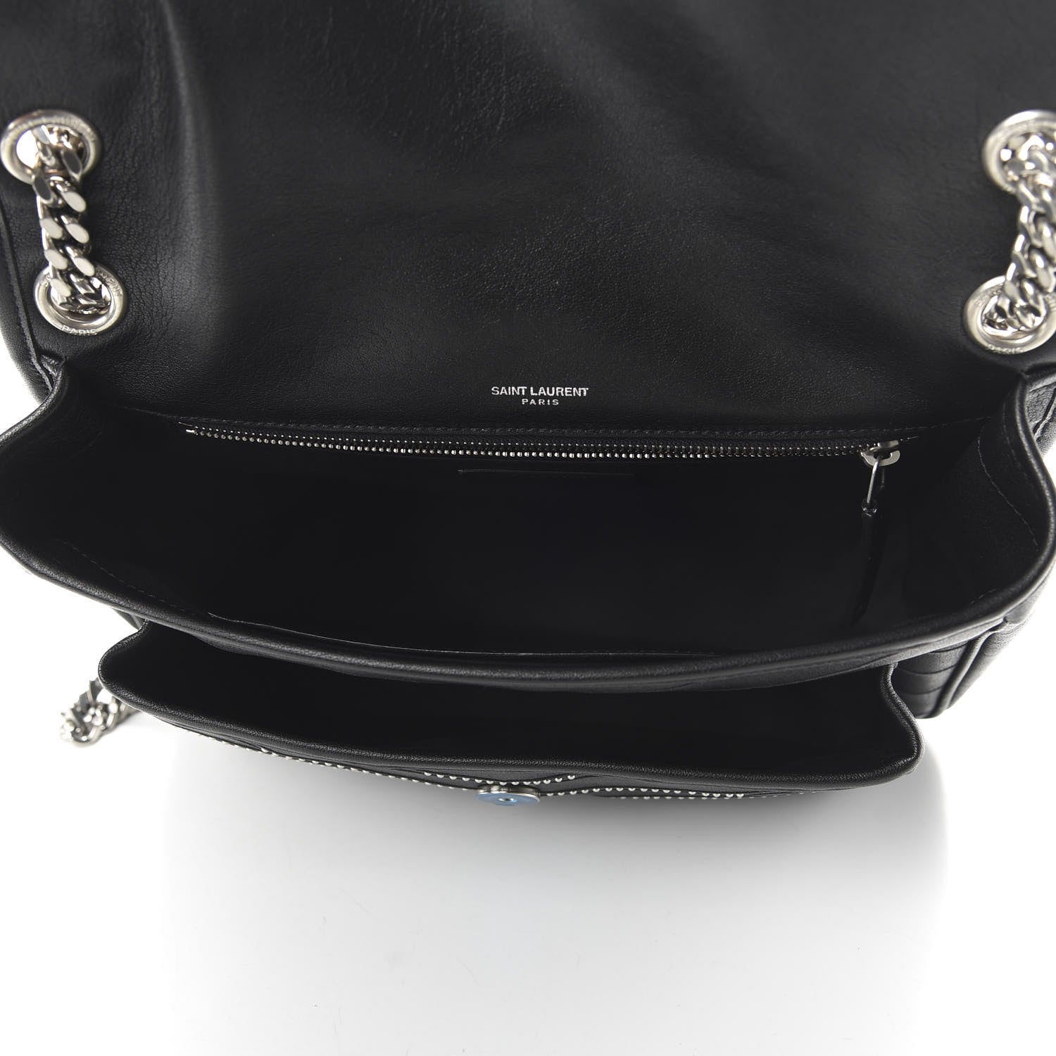 Saint Laurent Lambskin Matelasse Monogram Microstud Medium Niki Chain Satchel Black 5 of 9
