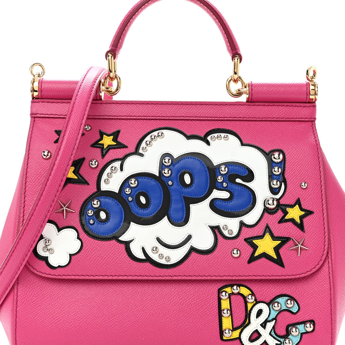 Dauphine Oops Patch Medium Miss Sicily Satchel Rosa Geranio