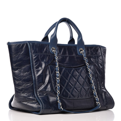 Chanel Glazed Calfskin Large Deauville Tote Blue 3 of 9