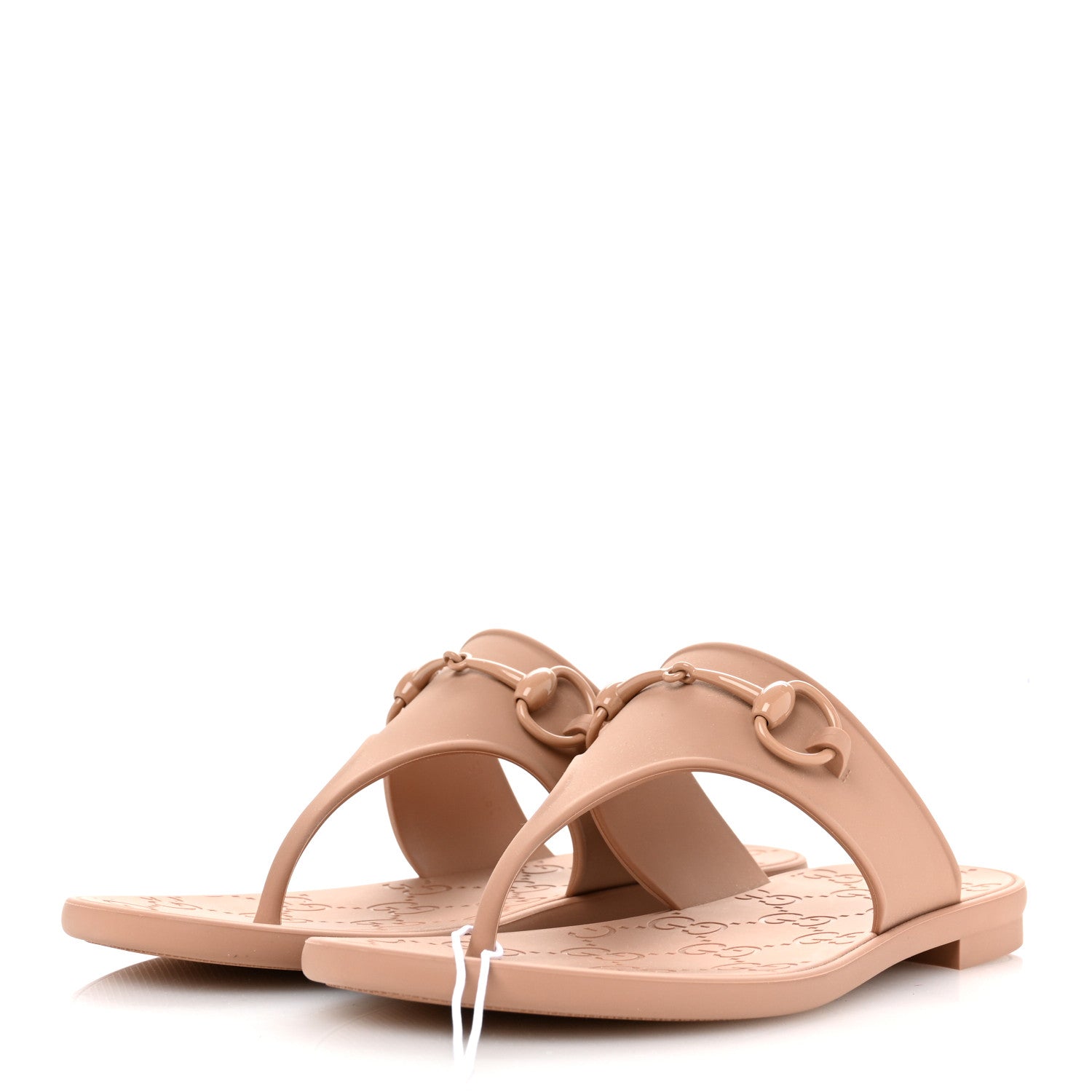 Gucci Rubber Womens Horsebit Thong Sandals 37 Vintage Camel 4 of 9