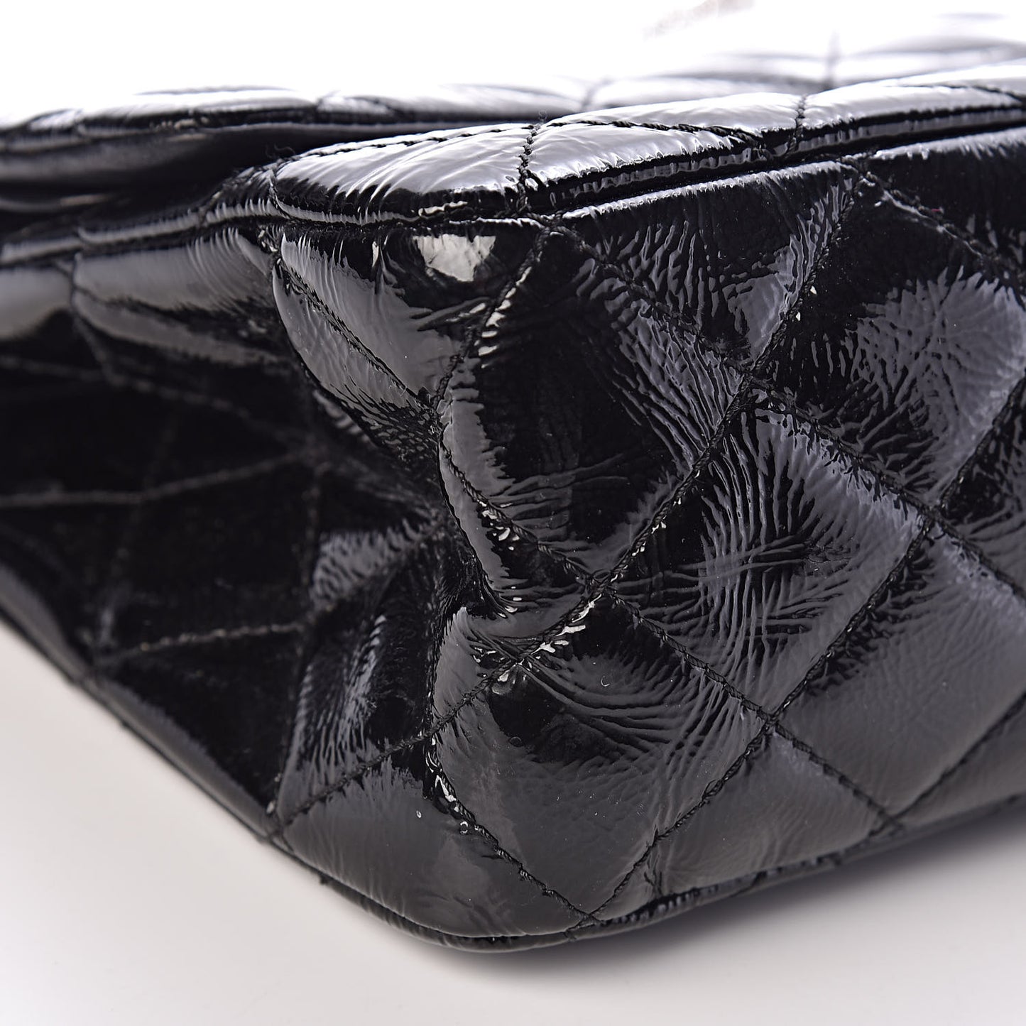 Distressed Patent Quilted 2.55 Reissue 227 Flap Black