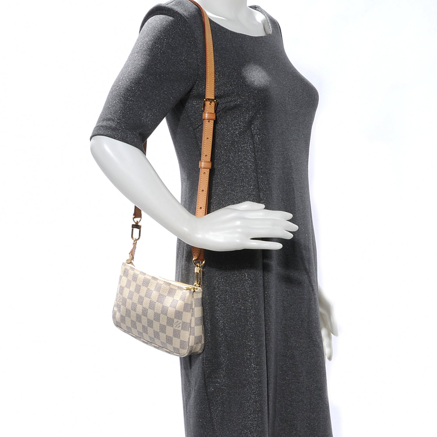 Louis Vuitton Damier Azur Pochette Accessories w Adjustable Shoulder Strap 2 of 9