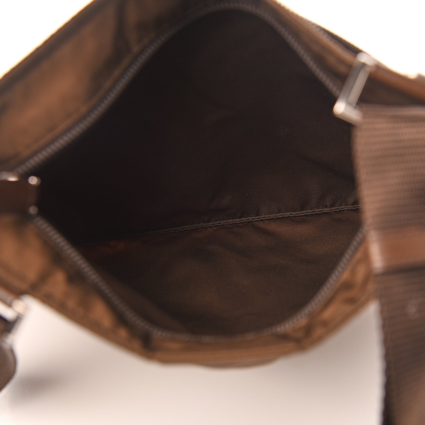 Tessuto Nylon Small Flat Messenger Bag Brown
