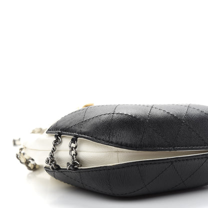 Chanel Aged Calfskin Quilted Small Gabrielle Bucket White Black 8 of 10