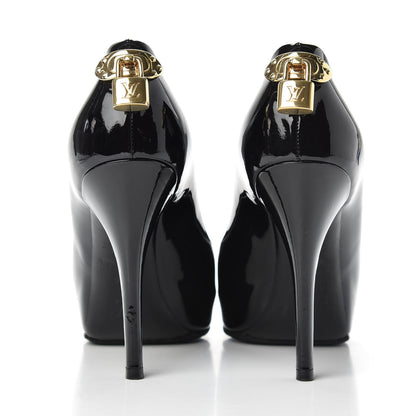 Louis Vuitton Patent Oh Really Peep Toe Pumps 36.5 Black 7 of 12
