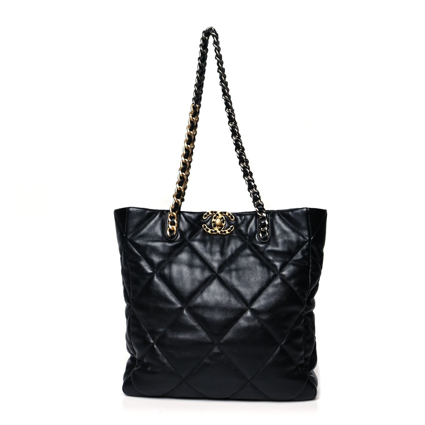 Lambskin Quilted Chanel 19 Shopping Bag Black