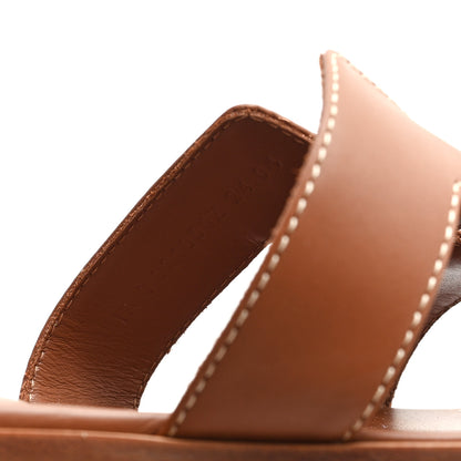 Hermes Box Calfskin Oran Sandals 38.5 Gold 9 of 9