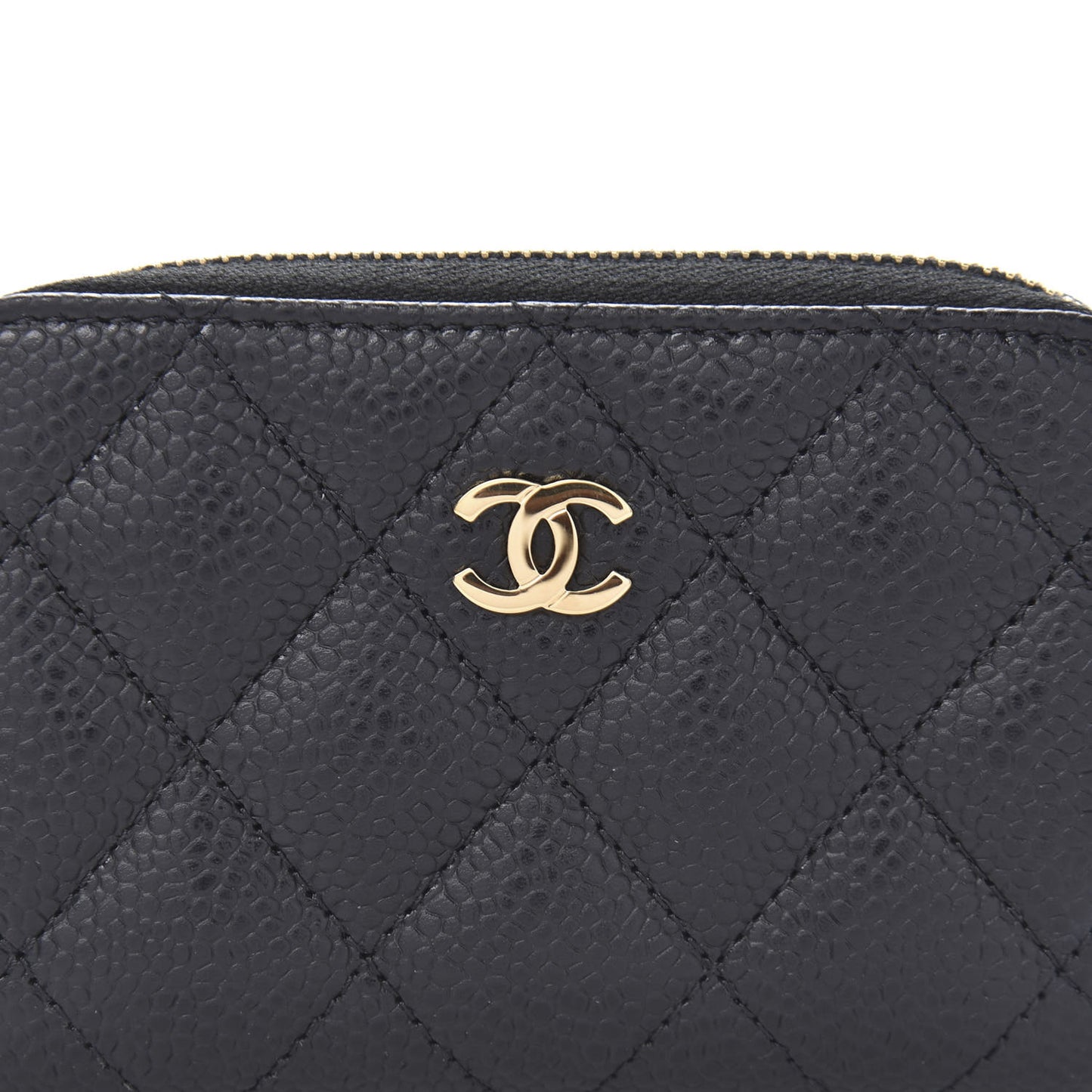 Caviar Quilted Zip Coin Purse Black