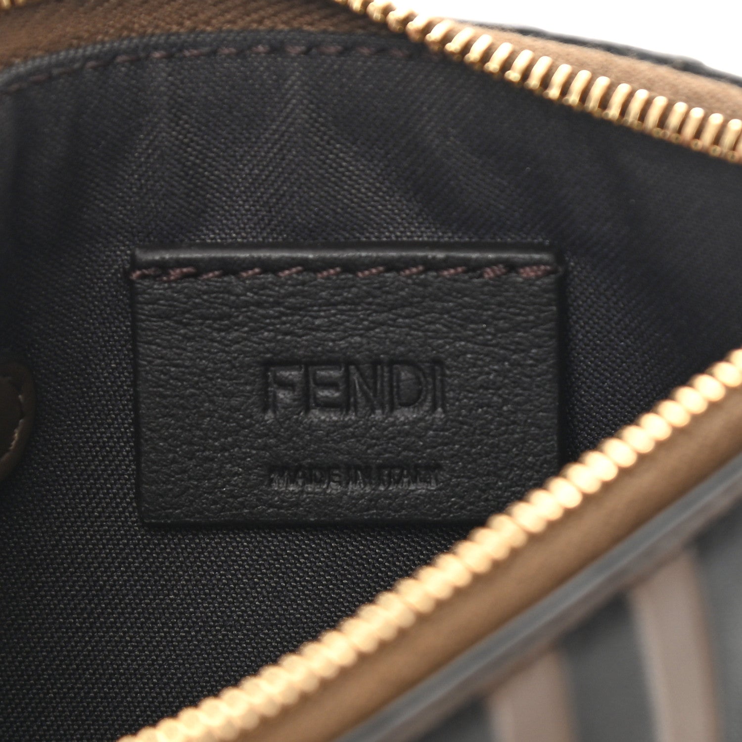 Fendi Vitello Soft F is Fendi Bi-Color FF 1974 Embossed Key Case Pouch Maya Black 6 of 9