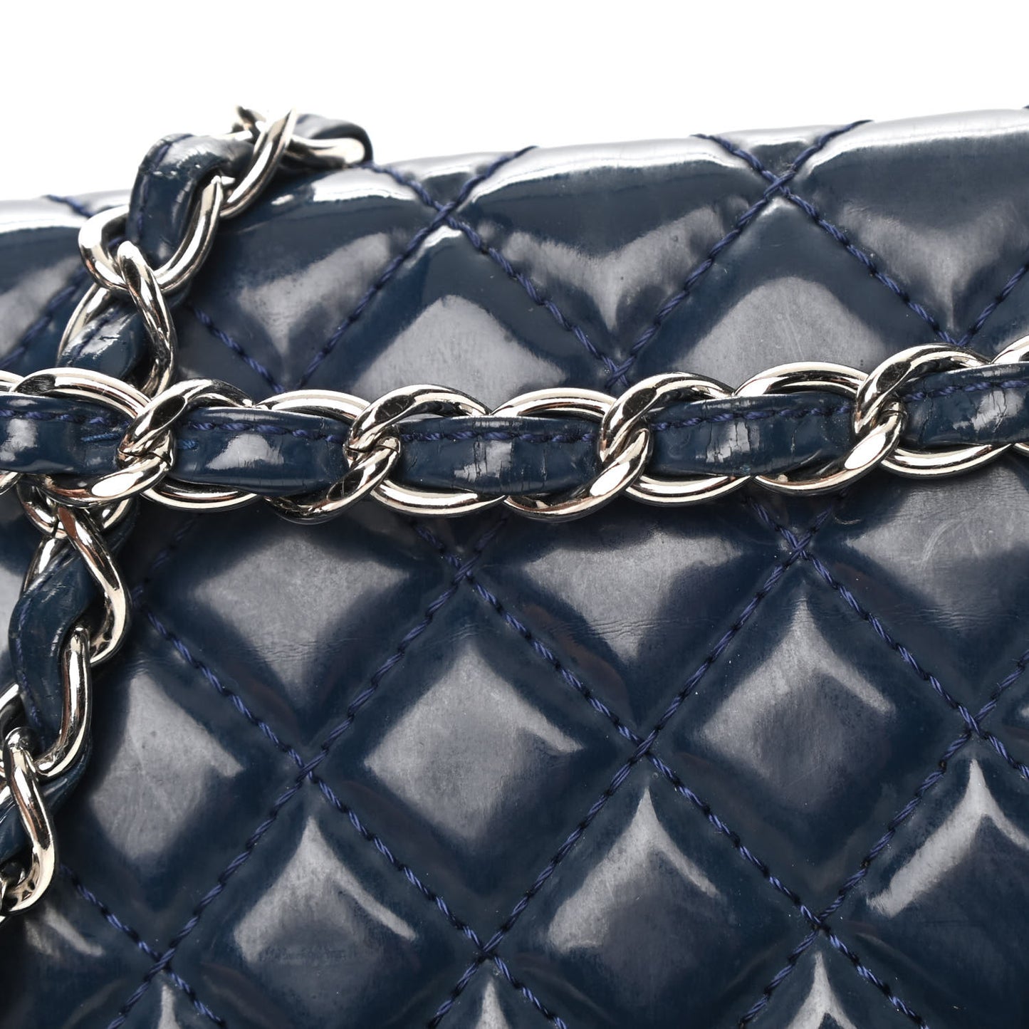 Vinyl Quilted In The Business Flap Bag Navy Blue