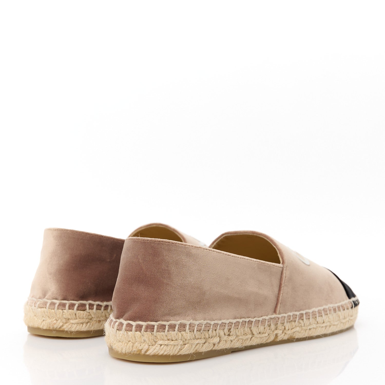 Chanel Velvet Logo Espadrilles 38 Beige Black 4 of 9