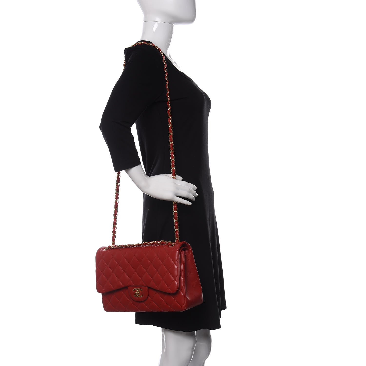 Chanel Lambskin Quilted Jumbo Double Flap Red 2 of 12