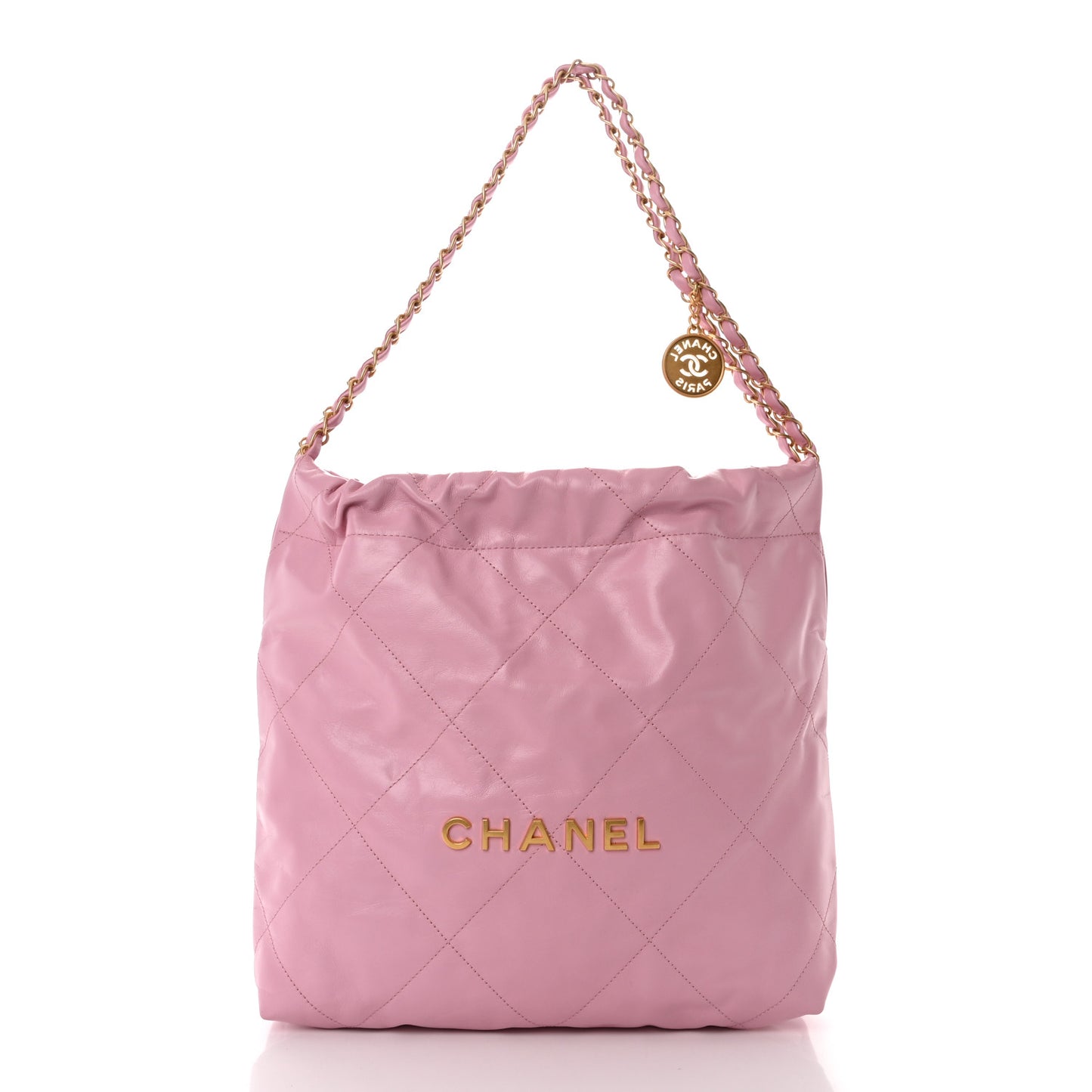 Shiny Calfskin Quilted Small Chanel 22 Dark Pink