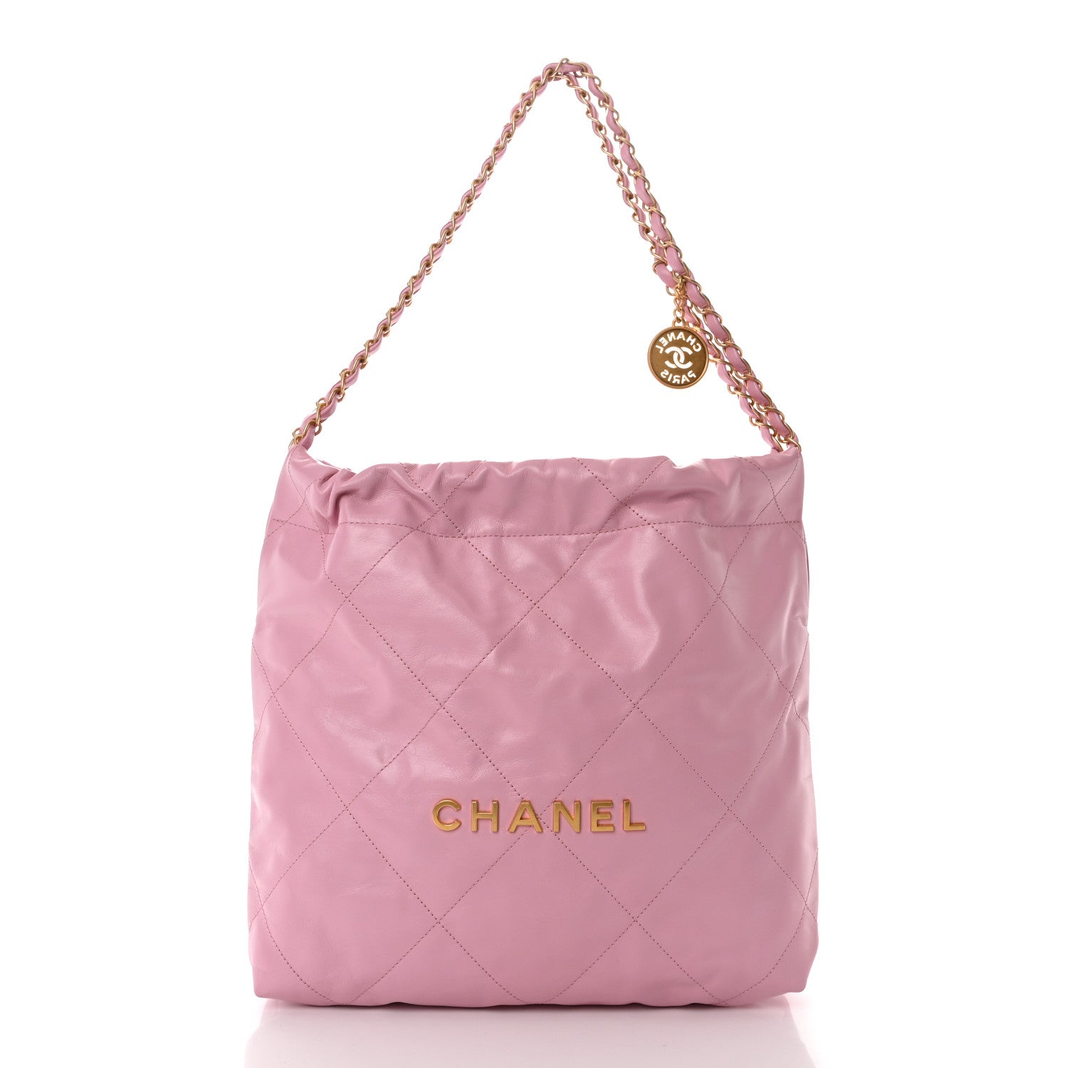 Chanel Shiny Calfskin Quilted Small Chanel 22 Dark Pink 3 of 13