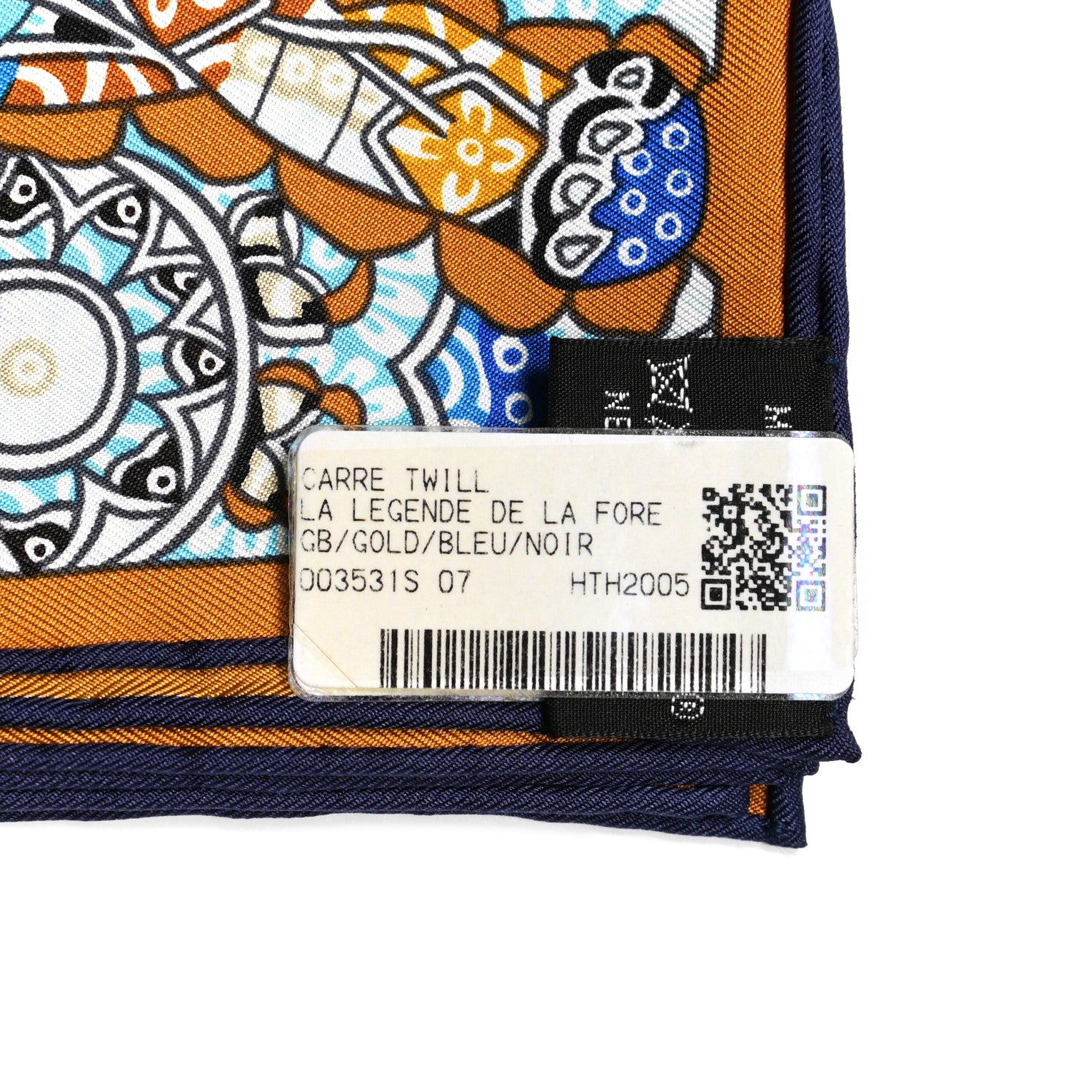 Hermes Silk La Legende de La Foret Scarf 90 Gold Bleu Black 4 of 7