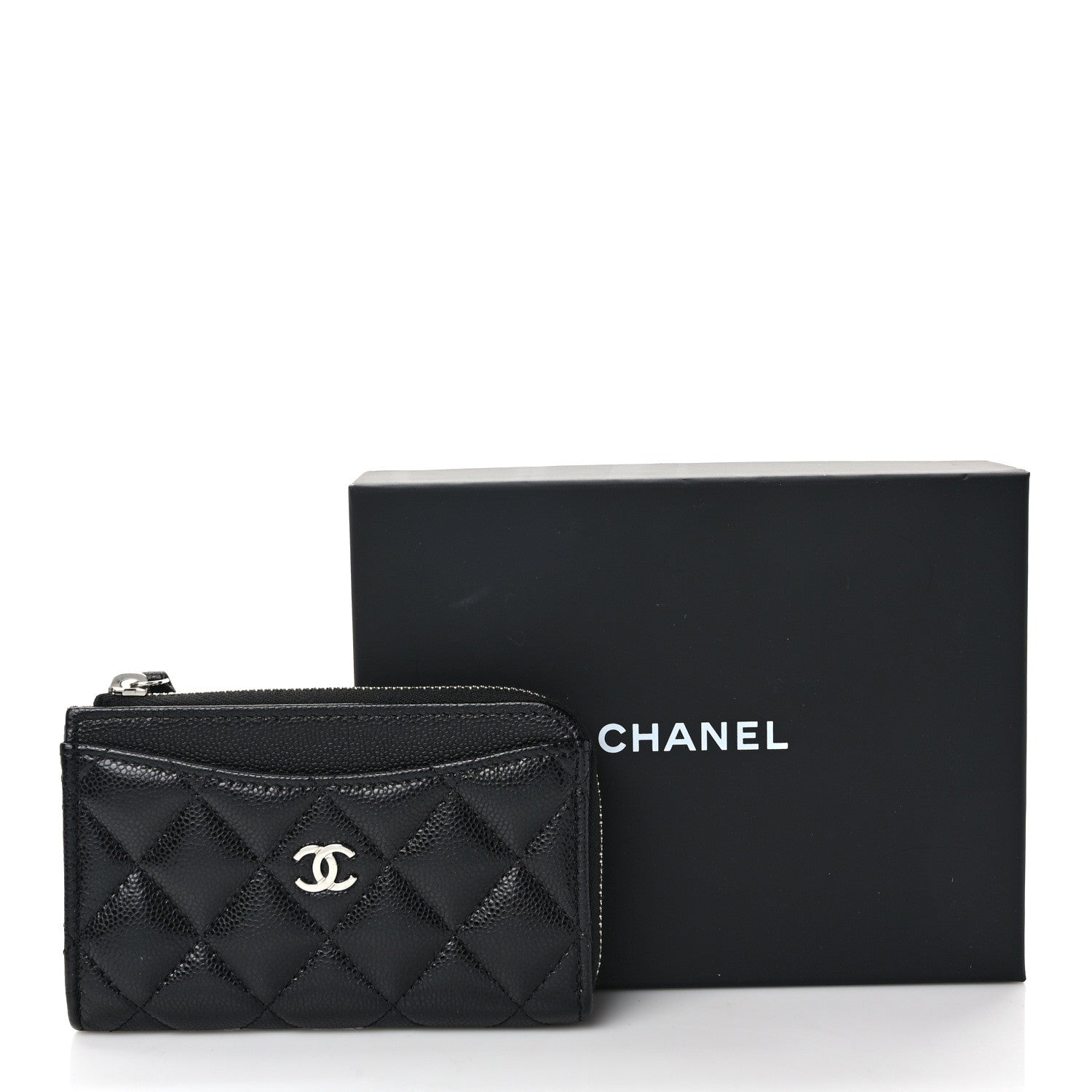 Chanel Caviar Quilted CC Zip Around Card Holder Black 8 of 8