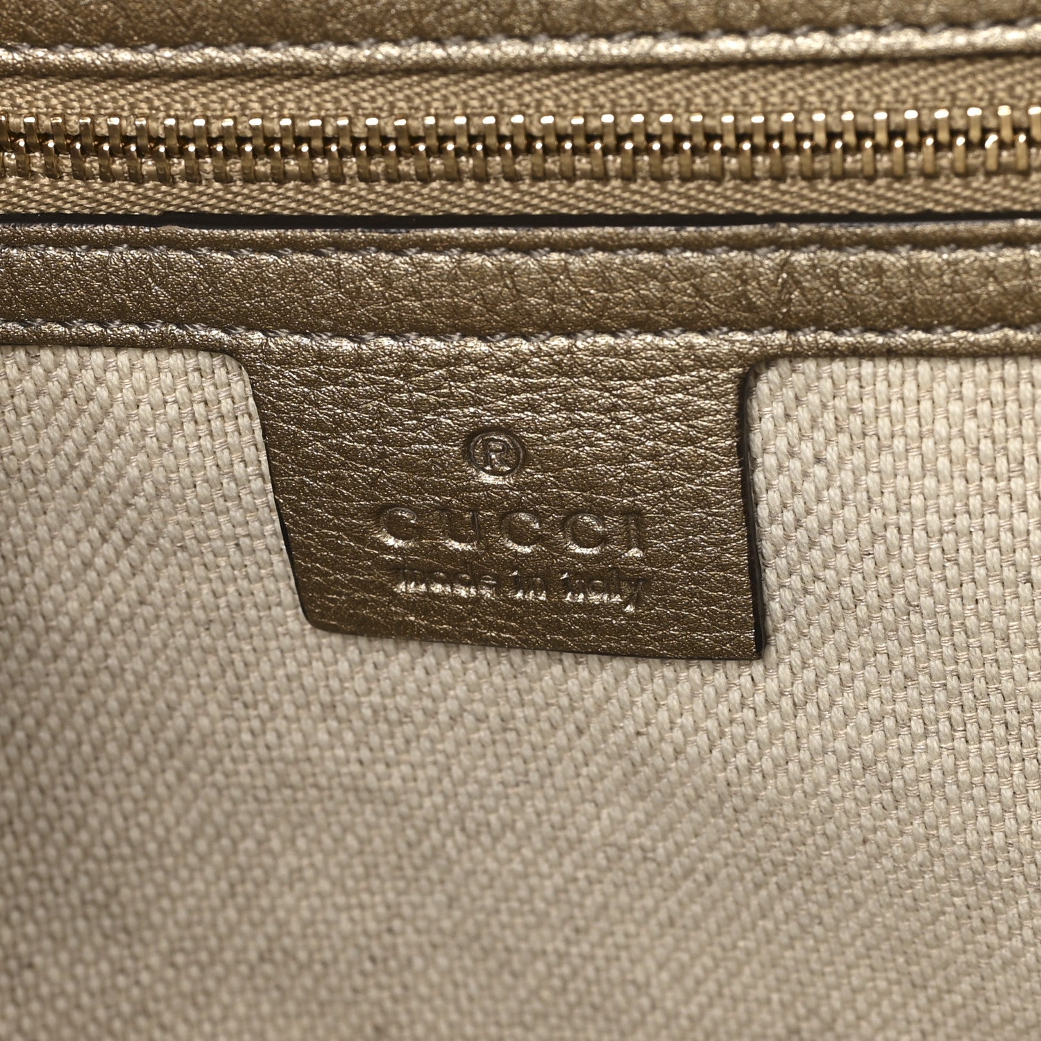 Gucci Metallic Pebbled Calfskin Medium Soho Shoulder Bag Golden Beige 6 of 10