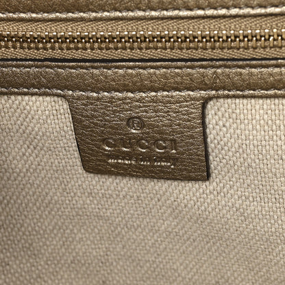Gucci Metallic Pebbled Calfskin Medium Soho Shoulder Bag Golden Beige 6 of 10
