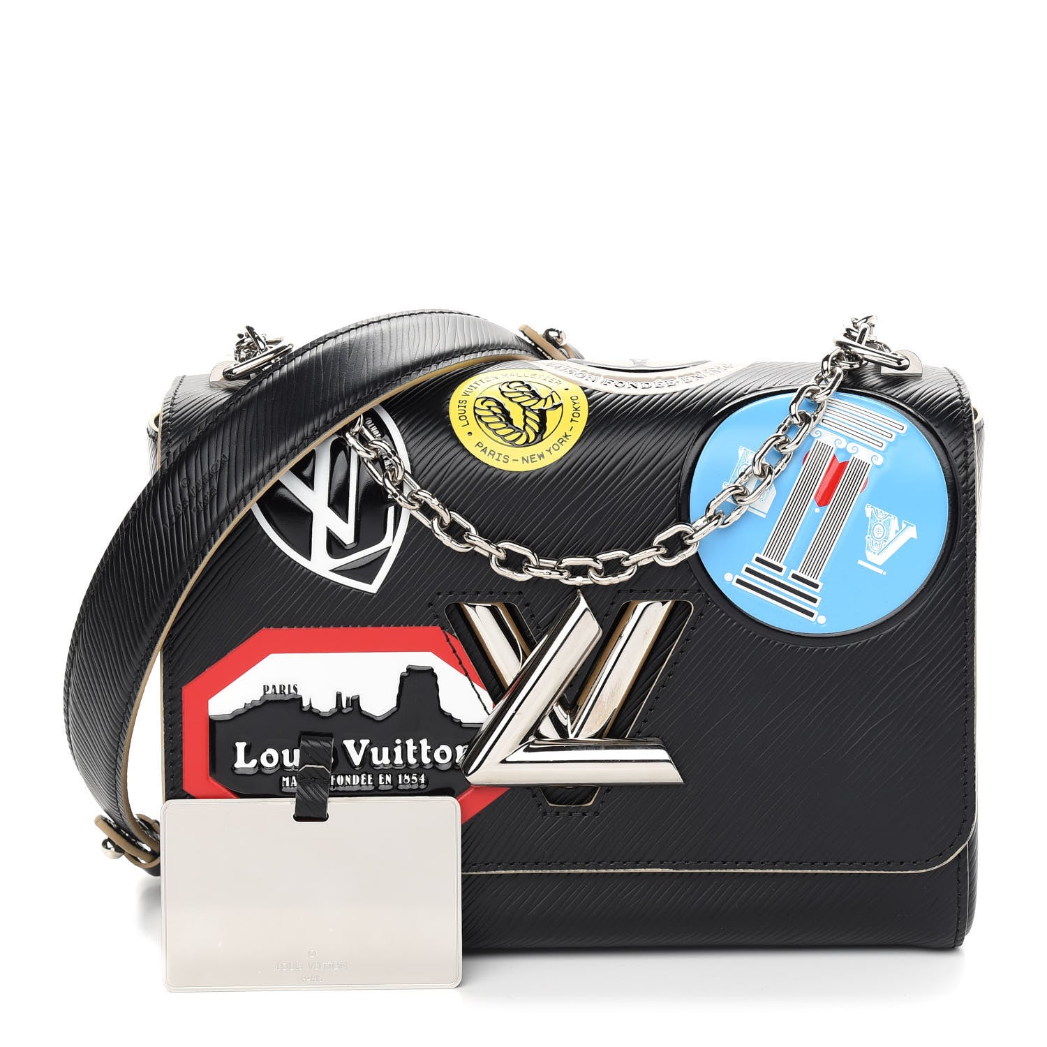 Louis Vuitton Epi Travel Stickers Twist Shoulder Bag MM Black 1 of 8
