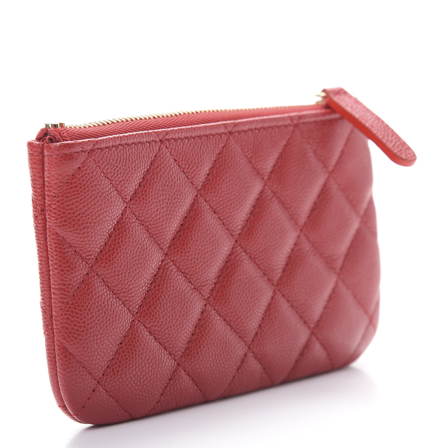 Chanel Shiny Caviar Quilted Small Cosmetic Case Red 3 of 8