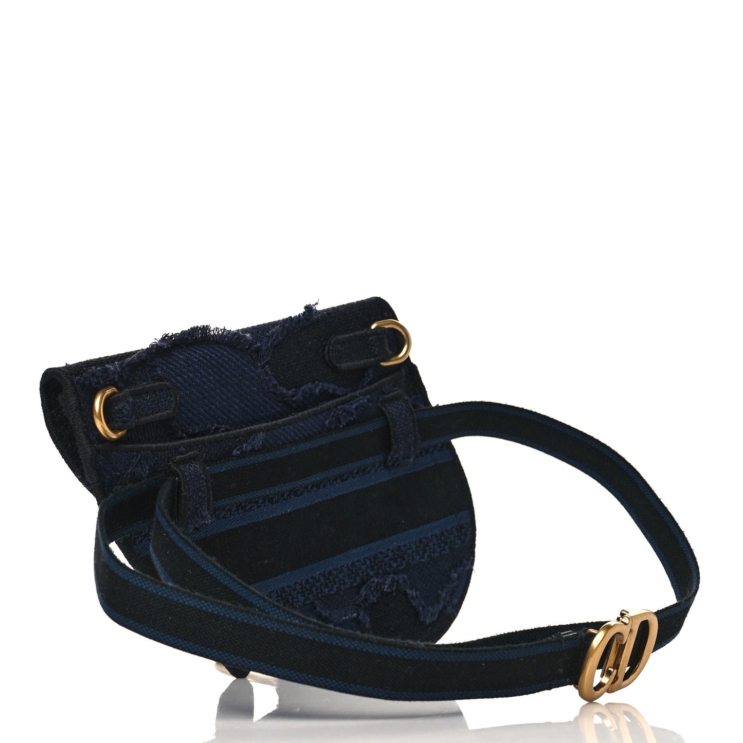 Canvas Embroidered Camouflage Saddle Belt Bag Blue