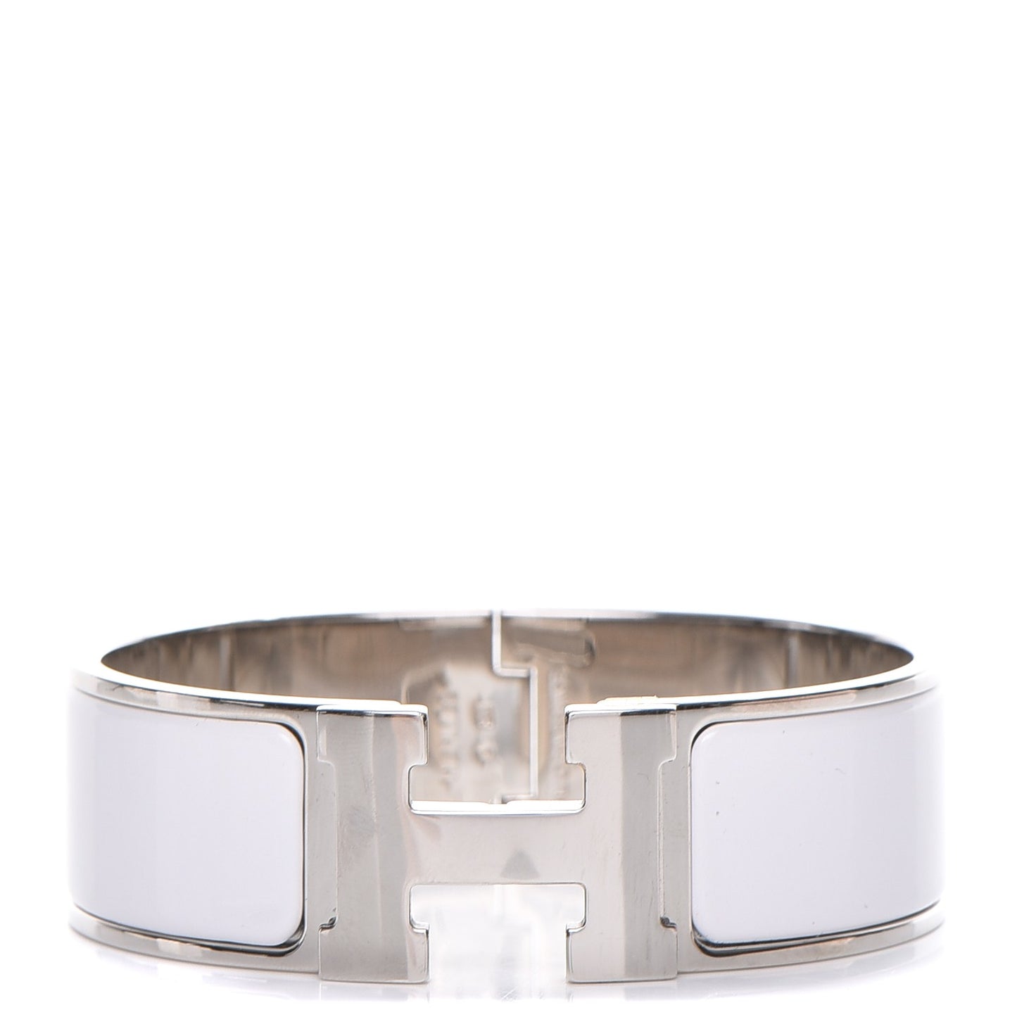 Enamel Wide Clic Clac H Bracelet GM White