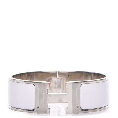 Hermes Enamel Wide Clic Clac H Bracelet GM White 1 of 5
