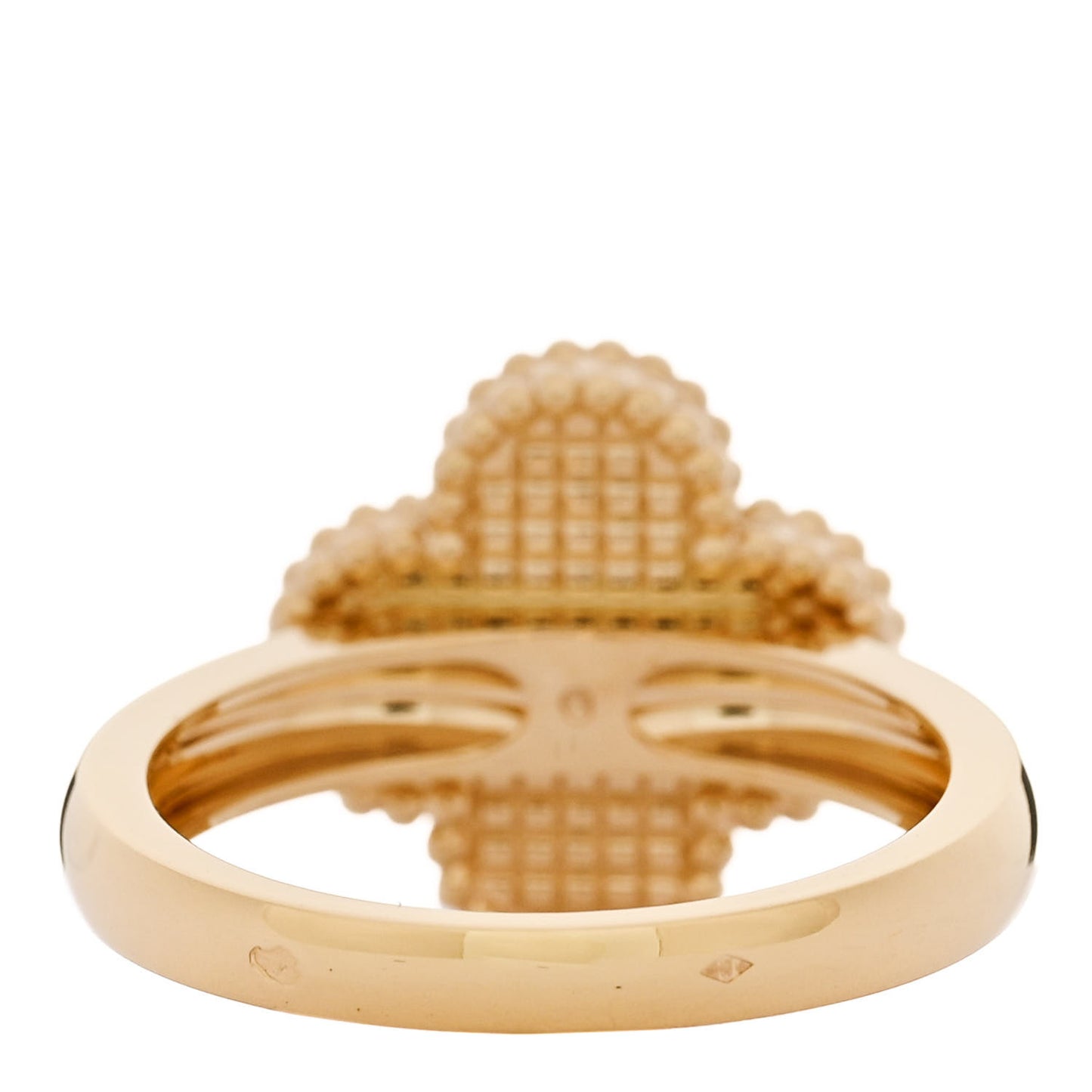 18K Yellow Gold Guilloche Vintage Alhambra Ring 56 7.5