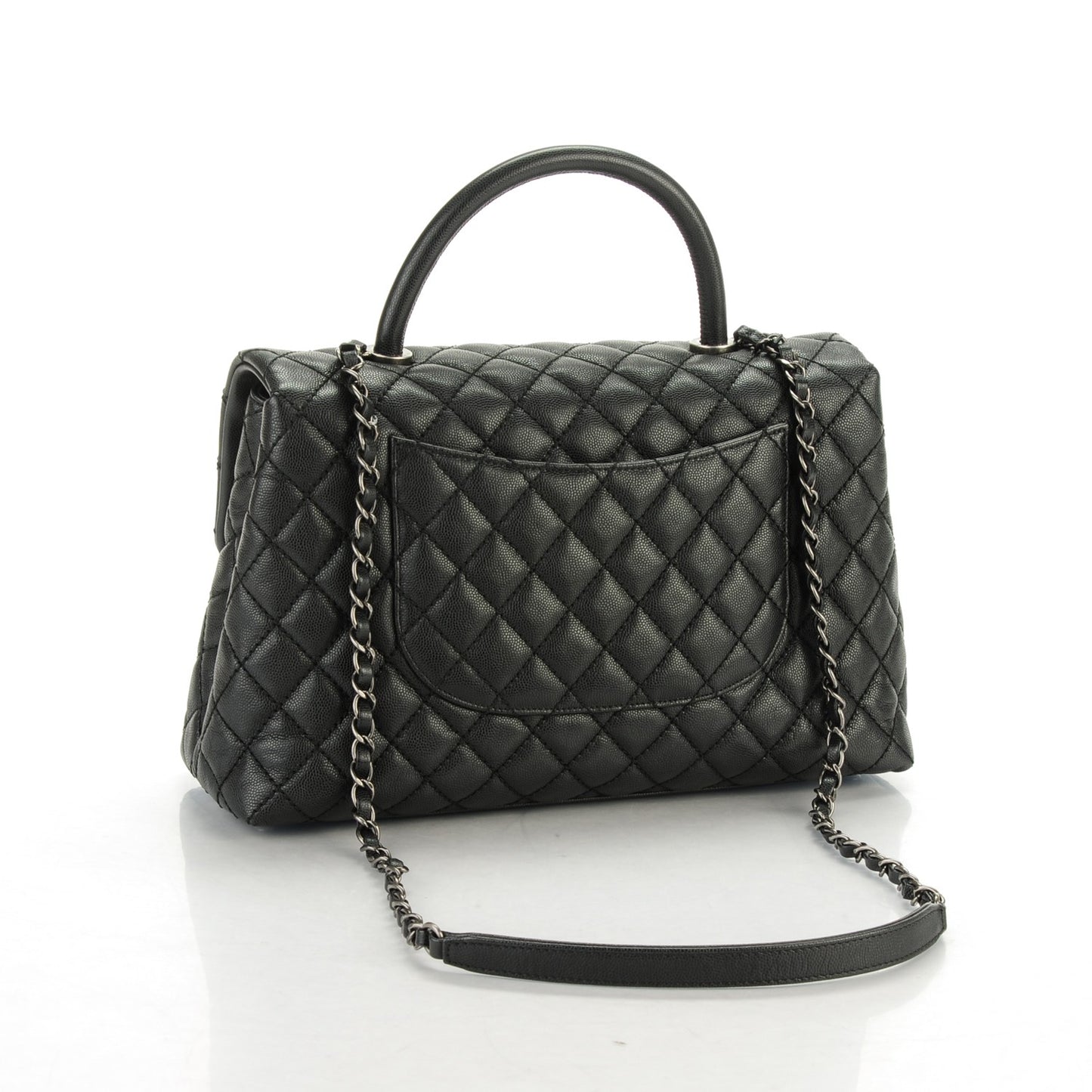 Caviar Quilted Medium Coco Handle Flap Black