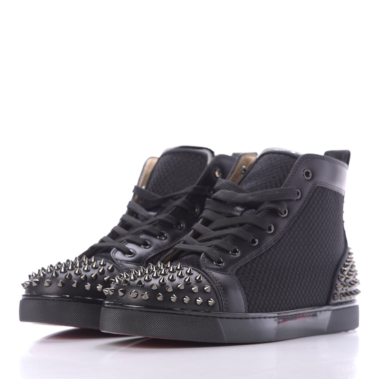 Christian Louboutin Calf Mesh AC Lou Spikes 2 Flat Sneakers 43.5 Black 3 of 10